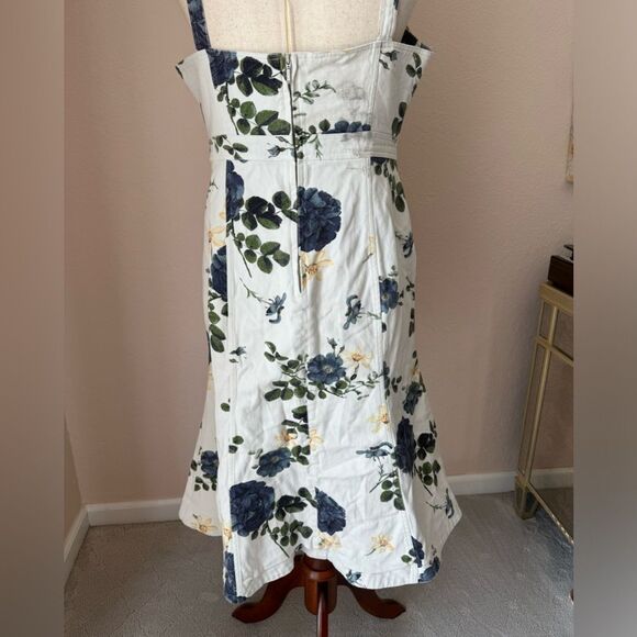 Nicholas white denim rose flare dress. Midi style with front slit sz 10 - Picture 16 of 16